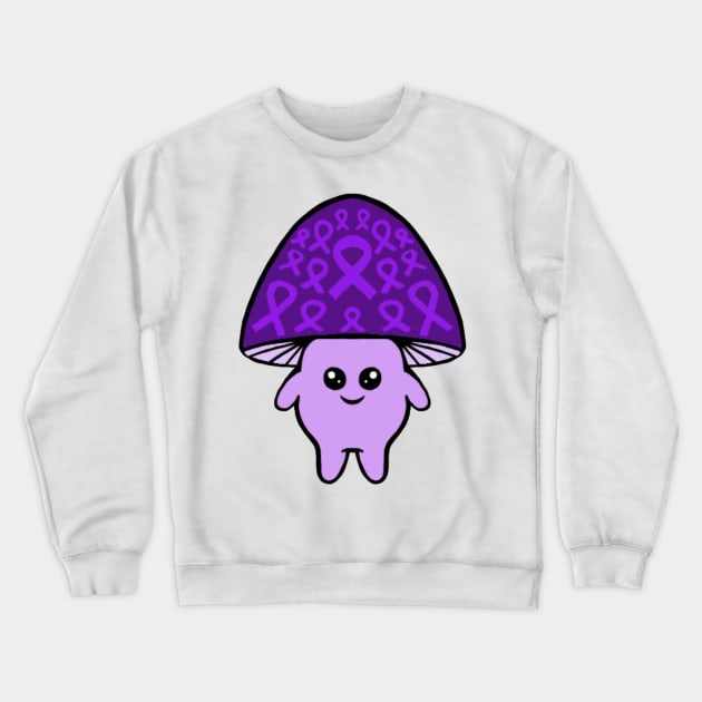 Purple Awareness Ribbon Mushroom Man Crewneck Sweatshirt by CaitlynConnor